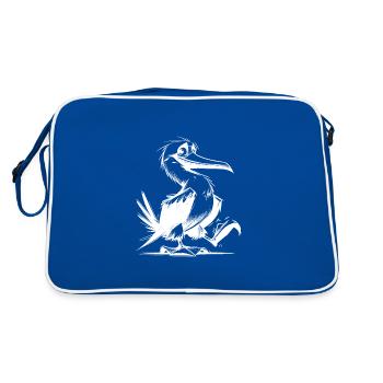 Children's Bluefoot Boobies Funny Pencil Sketch - Retro Bag - blue/white - Back