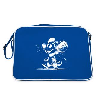 Cute Little Pencil Style Kids Mouse Sketch - Retro Bag - blue/white - Back