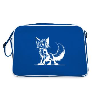 Smiling cunning fox stroke Drawing - Retro Bag - blue/white - Back