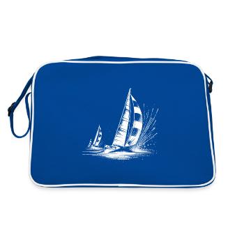 Voiliers de régate dans le vent et les vagues - Sac Retro - bleu/blanc - Dos