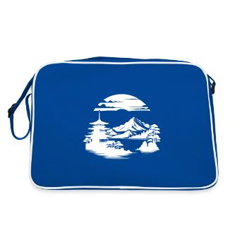 Asian Landscape Meditation Japan Design - Retro Bag - blue/white - Back