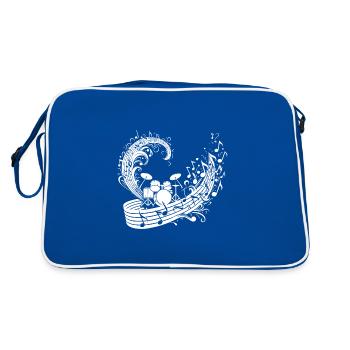 Tambours avec notes de musique flottantes - Sac Retro - bleu/blanc - Dos