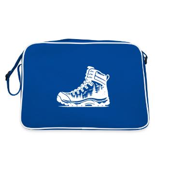 Vintage Nature Forest Hiking Boots with Trees - Retro Bag - blue/white - Back