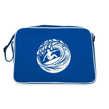 Surfeur professionnel surfant dans un tunnel à vagues - Sac Retro - bleu/blanc - Dos