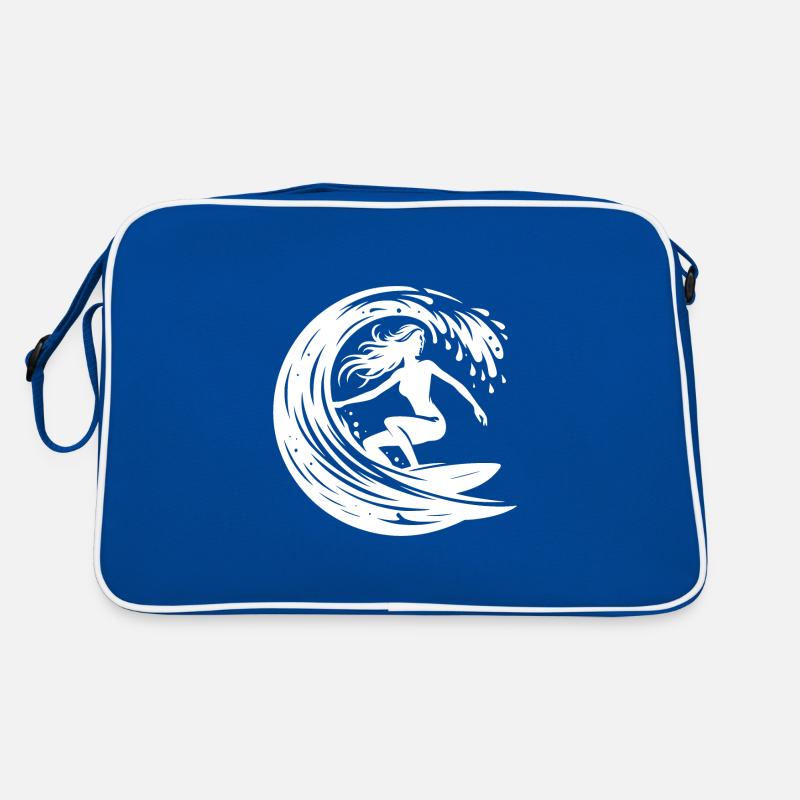 Surfeur élégant avec planche de surf dans un tunnel de vagues Sac Retro