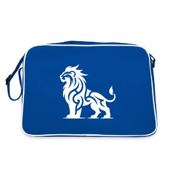 Proud tribal lion with wild mane - Retro Bag - blue/white - Back