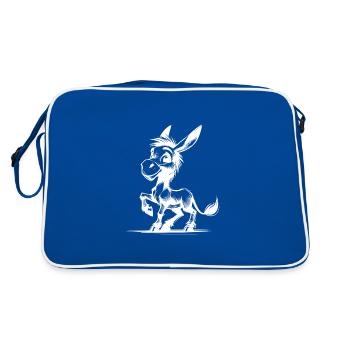 Petit âne aux longues oreilles dessin au crayon - Sac Retro - bleu/blanc - Dos