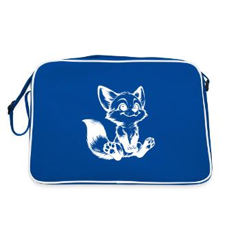 curieux renard dessin renard assis - Sac Retro - bleu/blanc - Dos