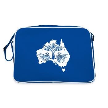 Continent australien avec visage et yeux - Sac Retro - bleu/blanc - Dos