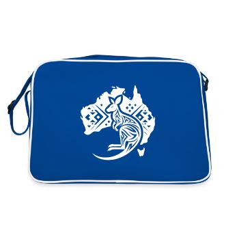 Kangourou sur le continent australien Tattoo Sytyle - Sac Retro - bleu/blanc - Dos