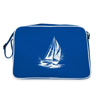 Elegant Sailboat Under Sail Splash Swell - Retro Bag - blue/white - Back