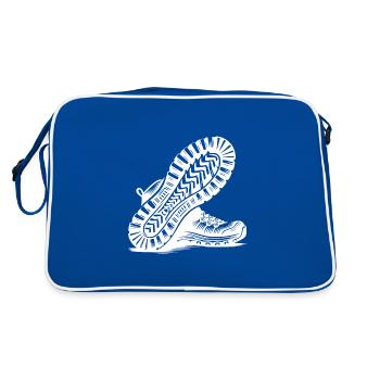 Hiking boots with tread for nature hikers - Retro Bag - blue/white - Back