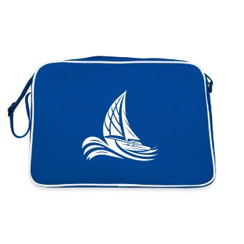 Sailboat on course in big waves - Retro Bag - blue/white - Back