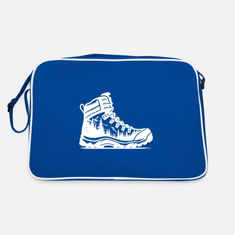 Natur Wald Wanderschuh - Retro Tasche - Blau/Weiß