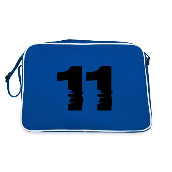 11 Zahl - Retro Tasche - Blau/Weiß - Hinten