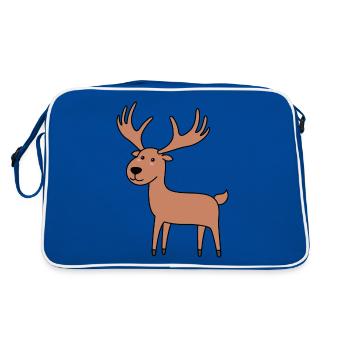 Elch Comic Tier - Retro Tasche - Blau/Weiß - Hinten