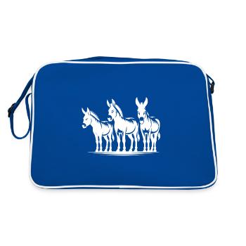 Donkey Friends Group Portrait - Retro Bag - blue/white - Back