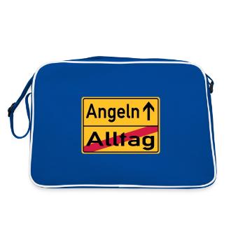 Alltag - Angeln - Ortsschild - Retro Tasche - Blau/Weiß - Hinten