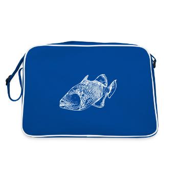 Smiling Triggerfish Vintage Style - Retro Bag - blue/white - Back