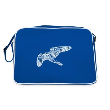 Vintage Falke im Flug - Retro Tasche - Blau/Weiß - Hinten