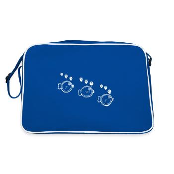 Trois drôles de bancs de poissons en formation - Sac Retro - bleu/blanc - Dos