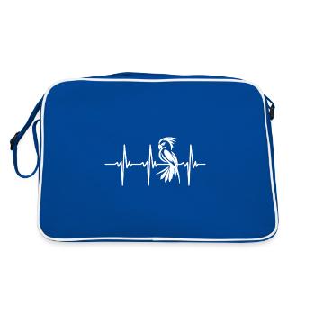 Herzschlag für grimmige Papageien - Retro Tasche - Blau/Weiß - Hinten