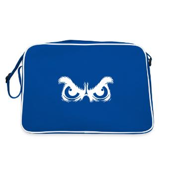 Owl eyes with stubborn gaze - Retro Bag - blue/white - Back