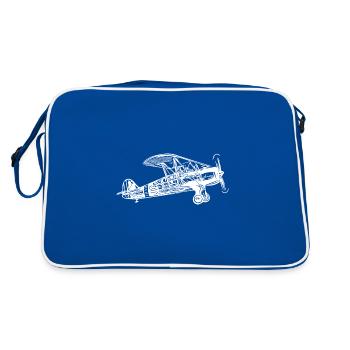 Flying Box Biplan Vintage Illustration - Sac Retro - bleu/blanc - Dos