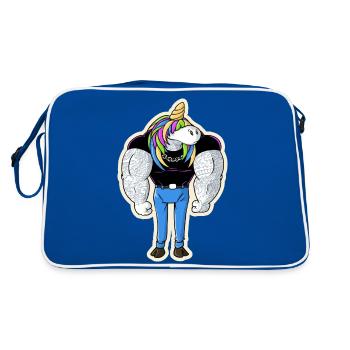 Muscular and tattooed unicorn - Retro Bag - blue/white - Back