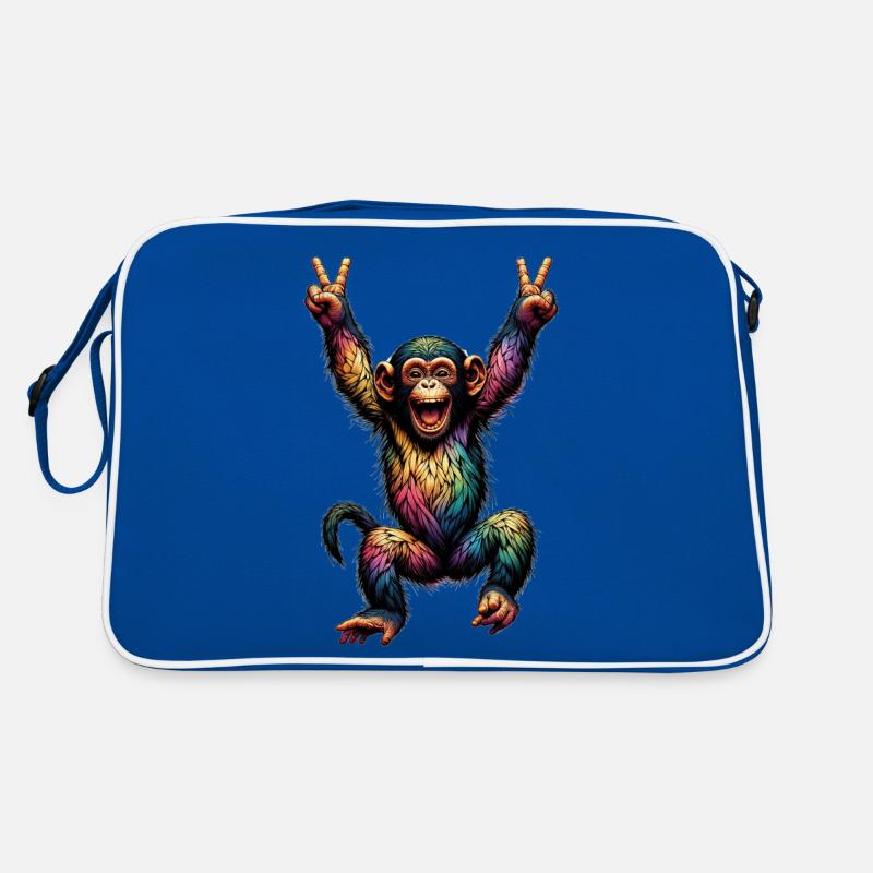 Regenbogen Affe Regenbogenfahne Rainbowcore - Retro Tasche - Blau/Weiß