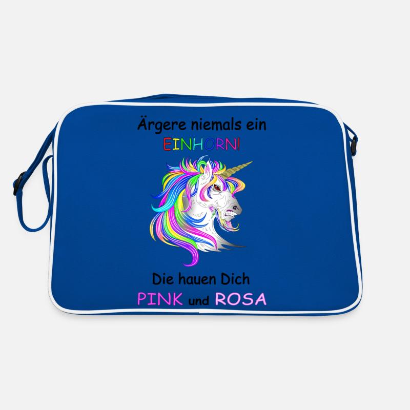 Einhörner nicht Ärgern - Retro Tasche - Blau/Weiß