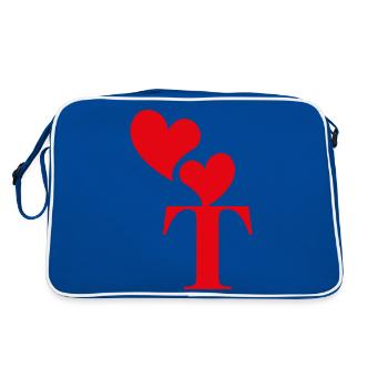 Lettre t cœur rouge - Sac Retro - bleu/blanc - Dos