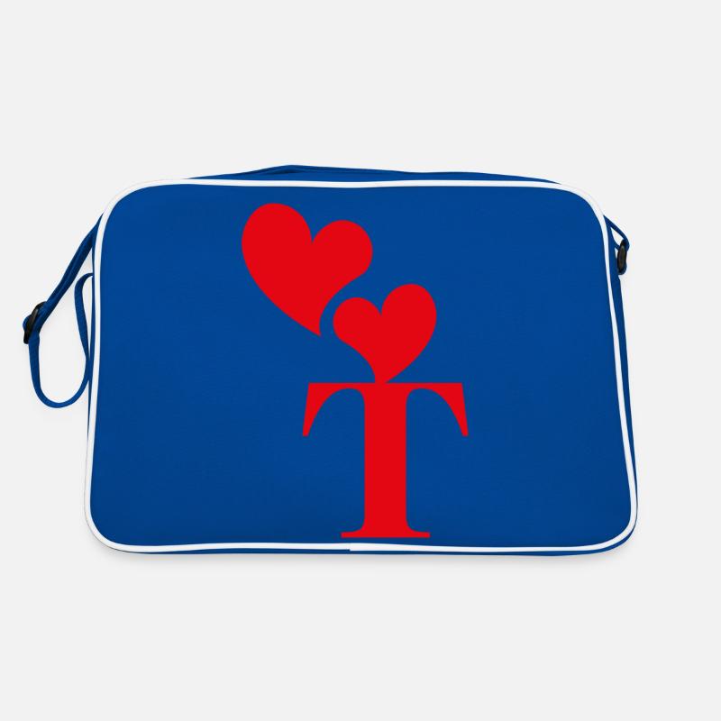Rotes Herz Buchstabe T Retro Tasche