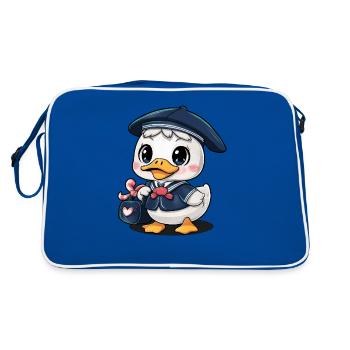 Kawaii duckling with traditional school uniform - Retro Bag - blue/white - Back