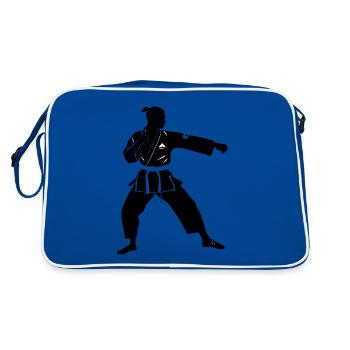 Karaté Combattant - Arts Martiaux Sports Autocollant - Sac Retro - bleu/blanc - Dos