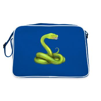 The Green Python Snake Jungle Animal - Retro Bag - blue/white - Back