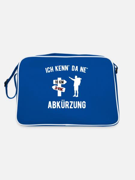 Ich kenn da ne Abkürzung - Retro Tasche - Blau/Weiß - Hinten