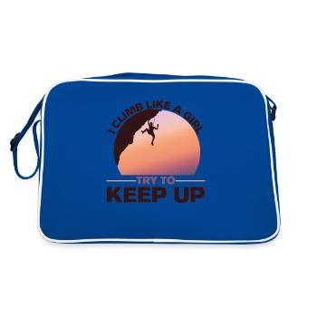 I Climb Like A Girl Rock Climbing Girl - Retro Bag - blue/white - Back