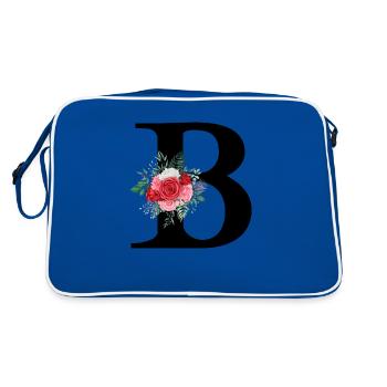 Roter Blumenbuchstabe B - Retro Tasche - Blau/Weiß - Hinten