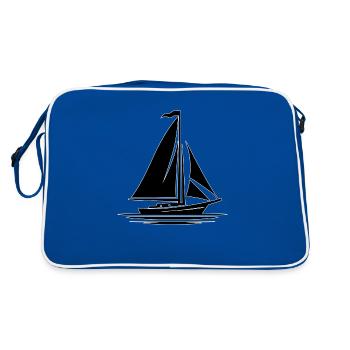 Segelboot Umriss - Retro Tasche - Blau/Weiß - Hinten