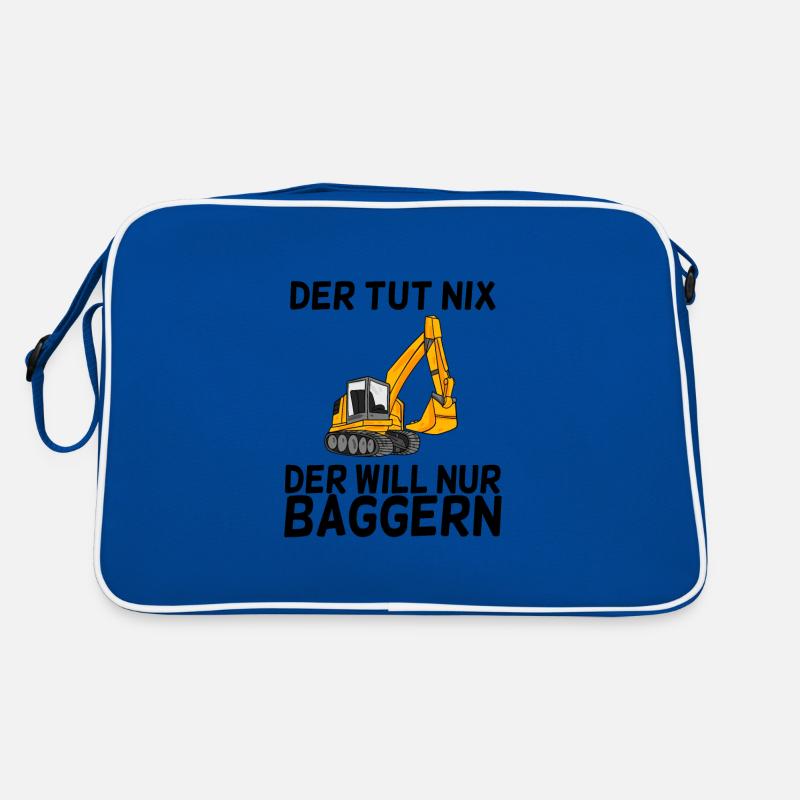 Bagger Spruch Baggerfahrer Baggern - Retro Tasche - Blau/Weiß