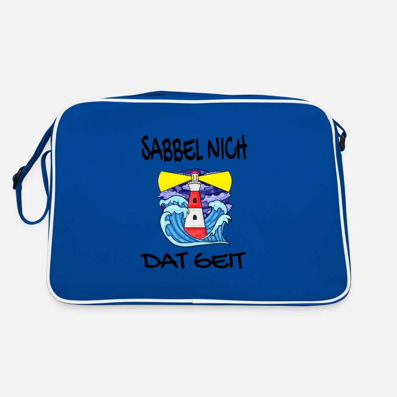 Sabbel Nich Dat Geit - Plattdeutsch Nordsee - Retro Tasche - Blau/Weiß