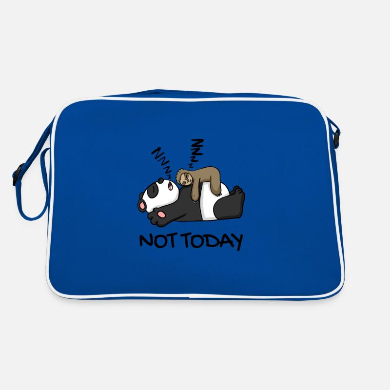 Faultier und Panda - Retro Tasche - Blau/Weiß