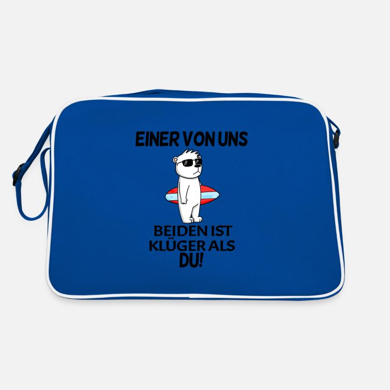 lustiger Spruch - Retro Tasche - Blau/Weiß