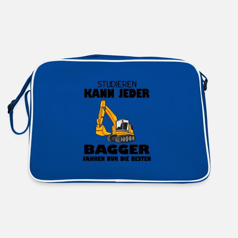 Bagger Baggerfahrer Spruch - Retro Tasche - Blau/Weiß