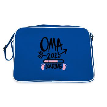 Oma 2023 - Werdende Oma 2023 - Retro Tasche - Blau/Weiß - Hinten