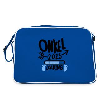 Onkel 2023 - Onkel werden - Onkel loading 2023 - Retro Tasche - Blau/Weiß - Hinten