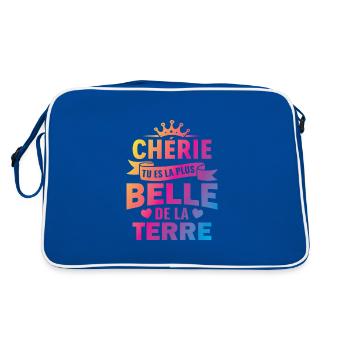 chérie tu es la plus belle de la terre couple - Sac Retro - bleu/blanc - Dos