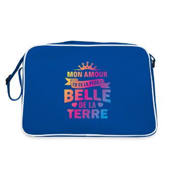 mon amour tu es la plus belle de la terre couple - Sac Retro - bleu/blanc - Dos