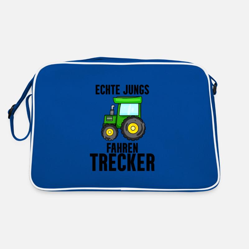 Trecker Bauer Landwirt Traktor Junge Geschenk - Retro Tasche - Blau/Weiß